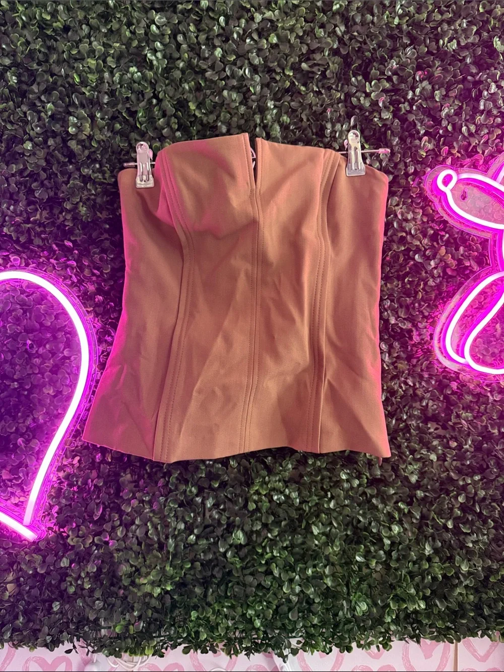 NWT - Strapless Tan Corset-Style Tube Top